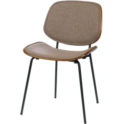 Chaise de salle à manger en tissu gris et noyer - Atlanta