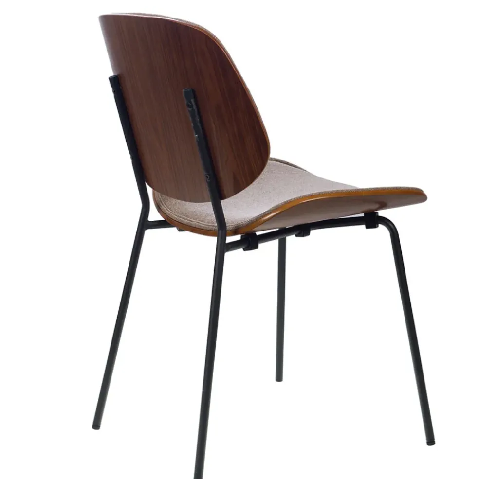 Chaise de salle à manger en tissu gris et noyer - Atlanta