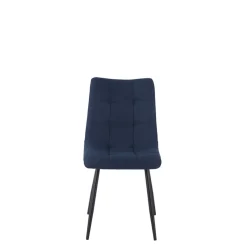 Chaise de salle à manger en tissu matelassé bleu marine - Lilly