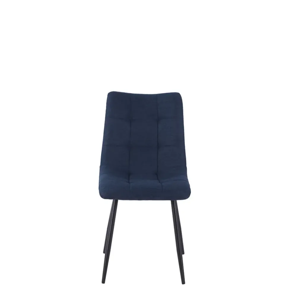 Chaise de salle à manger en tissu matelassé bleu marine - Lilly