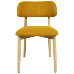 Chaise de salle à manger en tissu safran et hévéa - Elsy