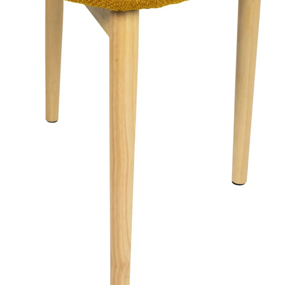 Chaise de salle à manger en tissu safran et hévéa - Elsy