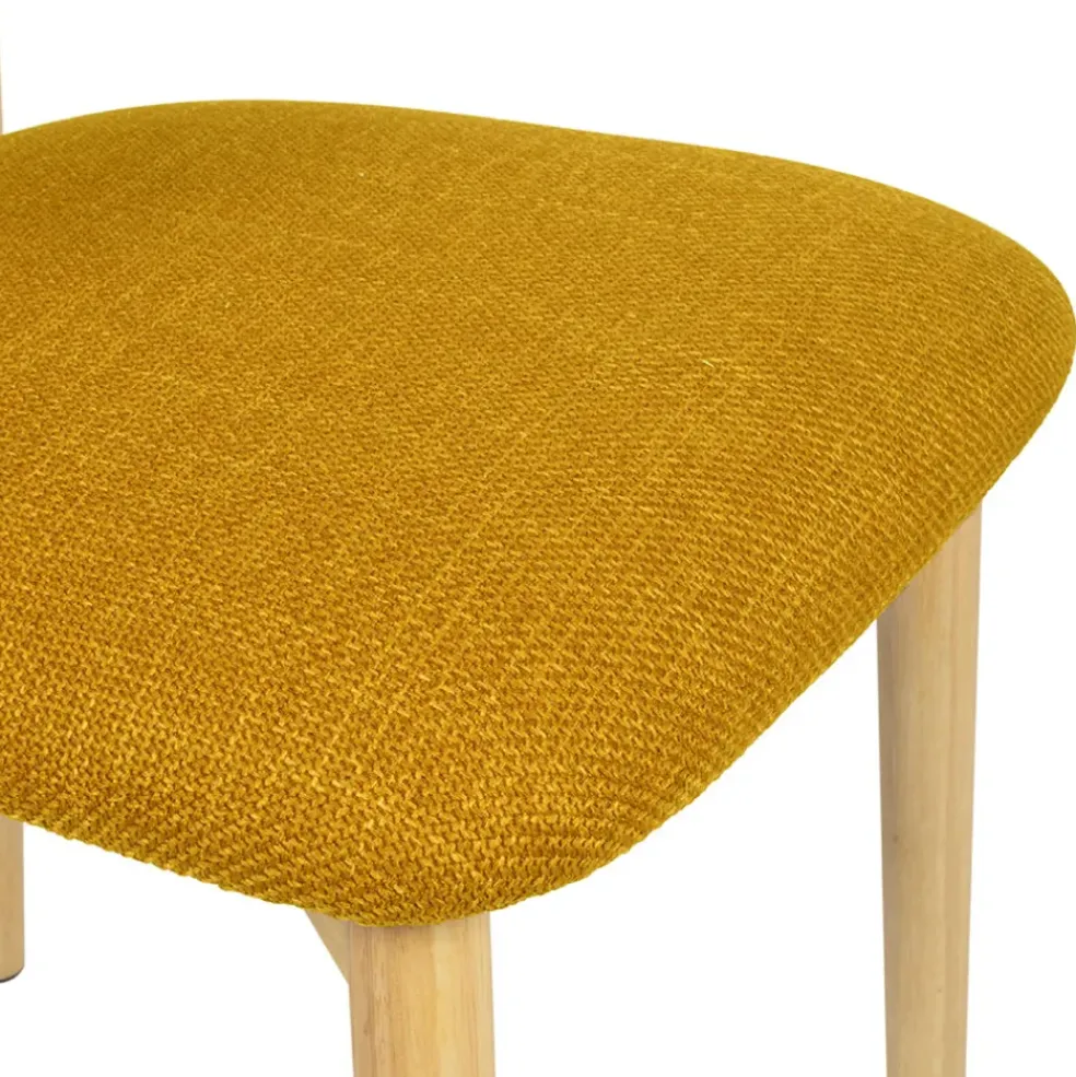 Chaise de salle à manger en tissu safran et hévéa - Elsy