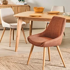 Chaise de salle à manger en tissu crème - Ben