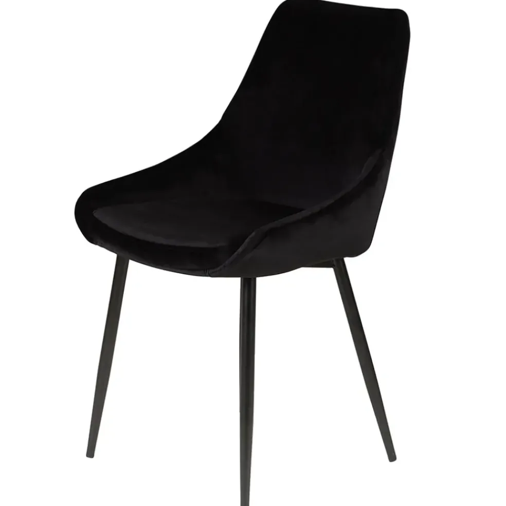 Chaise de salle à manger en velours noir - Ben