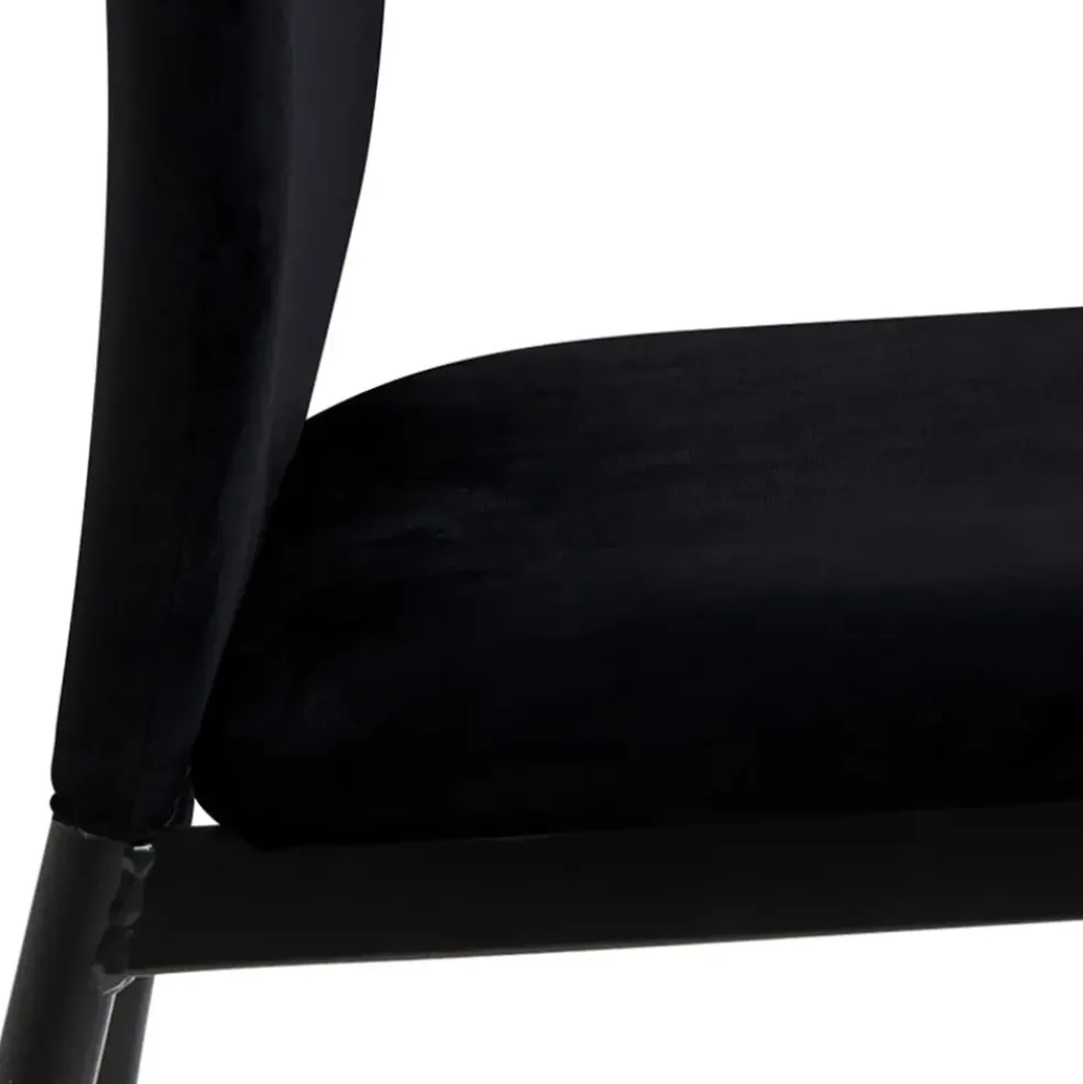 Chaise de salle à manger en tissu noir - Demia