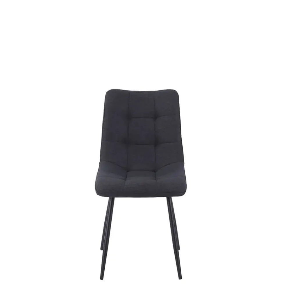 Chaise de salle a manger en tissu matelassé anthracite - Lilly