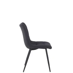 Chaise de salle a manger en tissu matelassé anthracite - Lilly