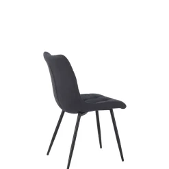 Chaise de salle a manger en tissu matelassé anthracite - Lilly