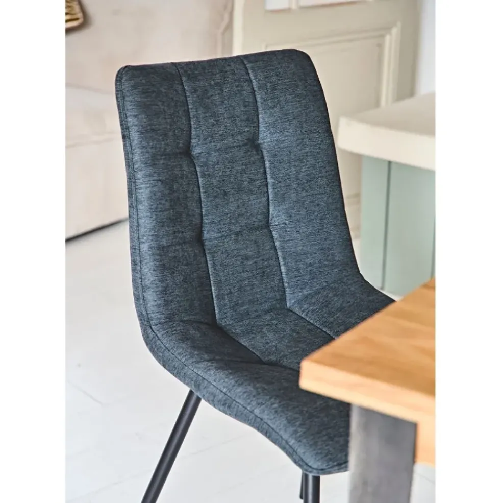 Chaise de salle a manger en tissu matelassé anthracite - Lilly
