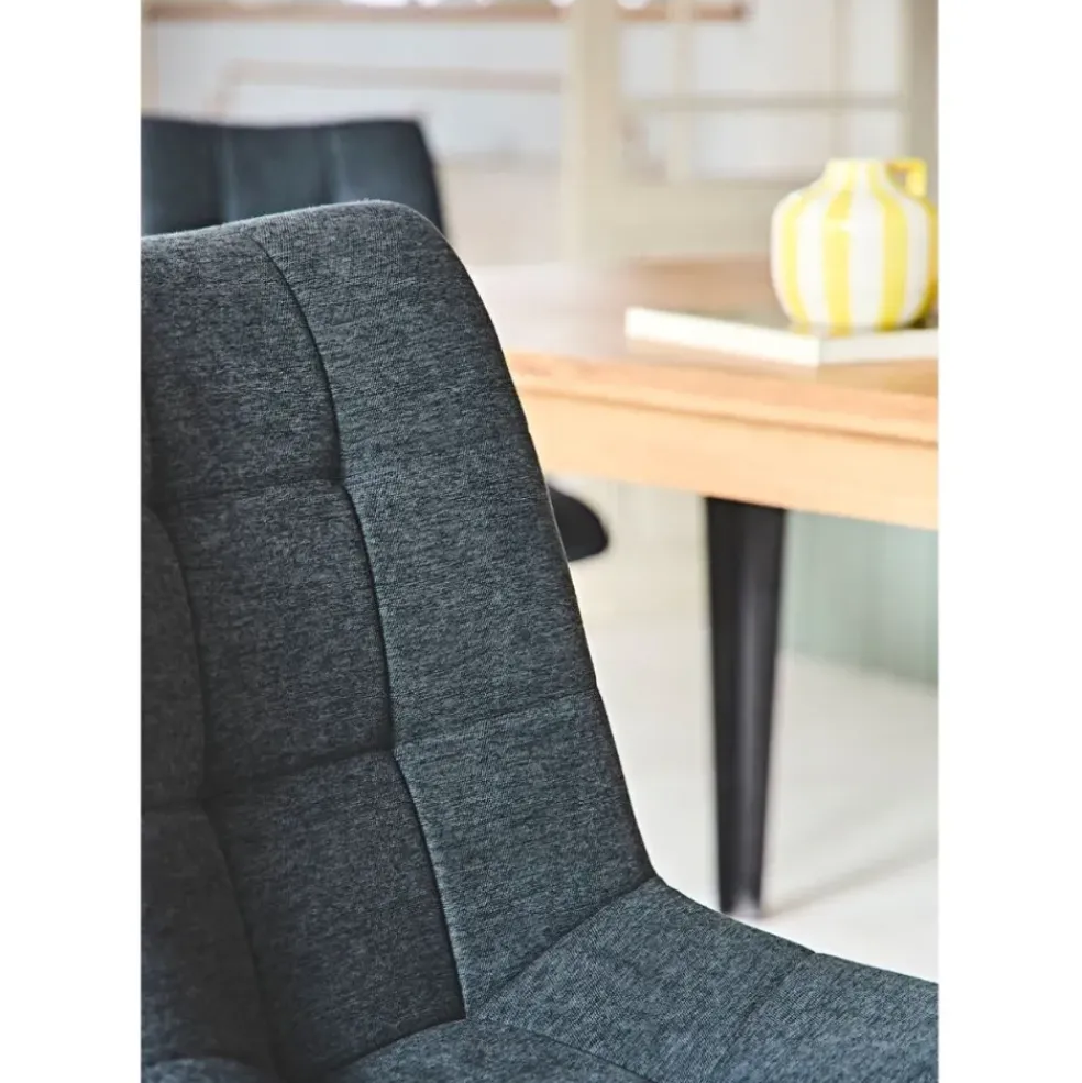 Chaise de salle a manger en tissu matelassé anthracite - Lilly