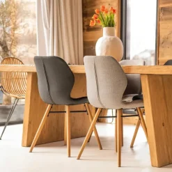 Chaise de salle en manger en tissu noir - Gloria