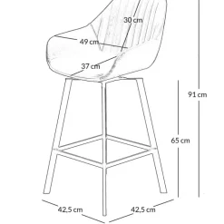Chaise haute pivotante noir veilli h65cm - Moss