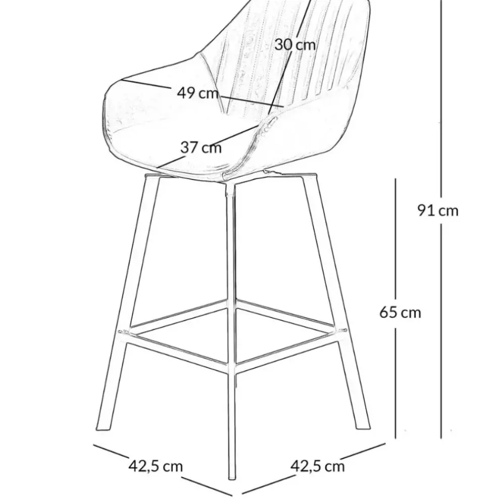 Chaise haute pivotante noir veilli h65cm - Moss