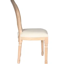 Chaise medaillon en bois d'hévea beige et cannage
