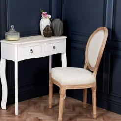Chaise medaillon en bois d'hévea beige