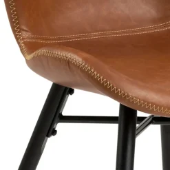 Chaise salle à manger aspect cuir rétro cognac - Batla