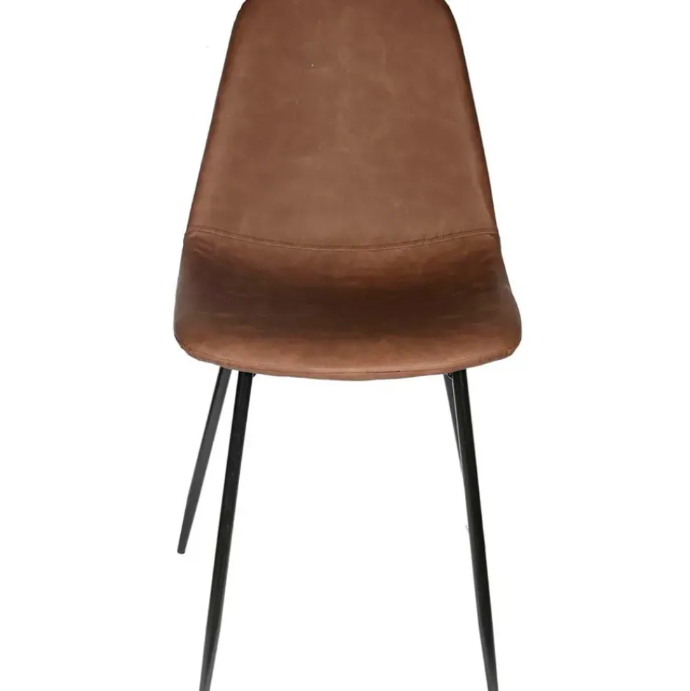 Chaise salle à manger effet cuir marron - Amber