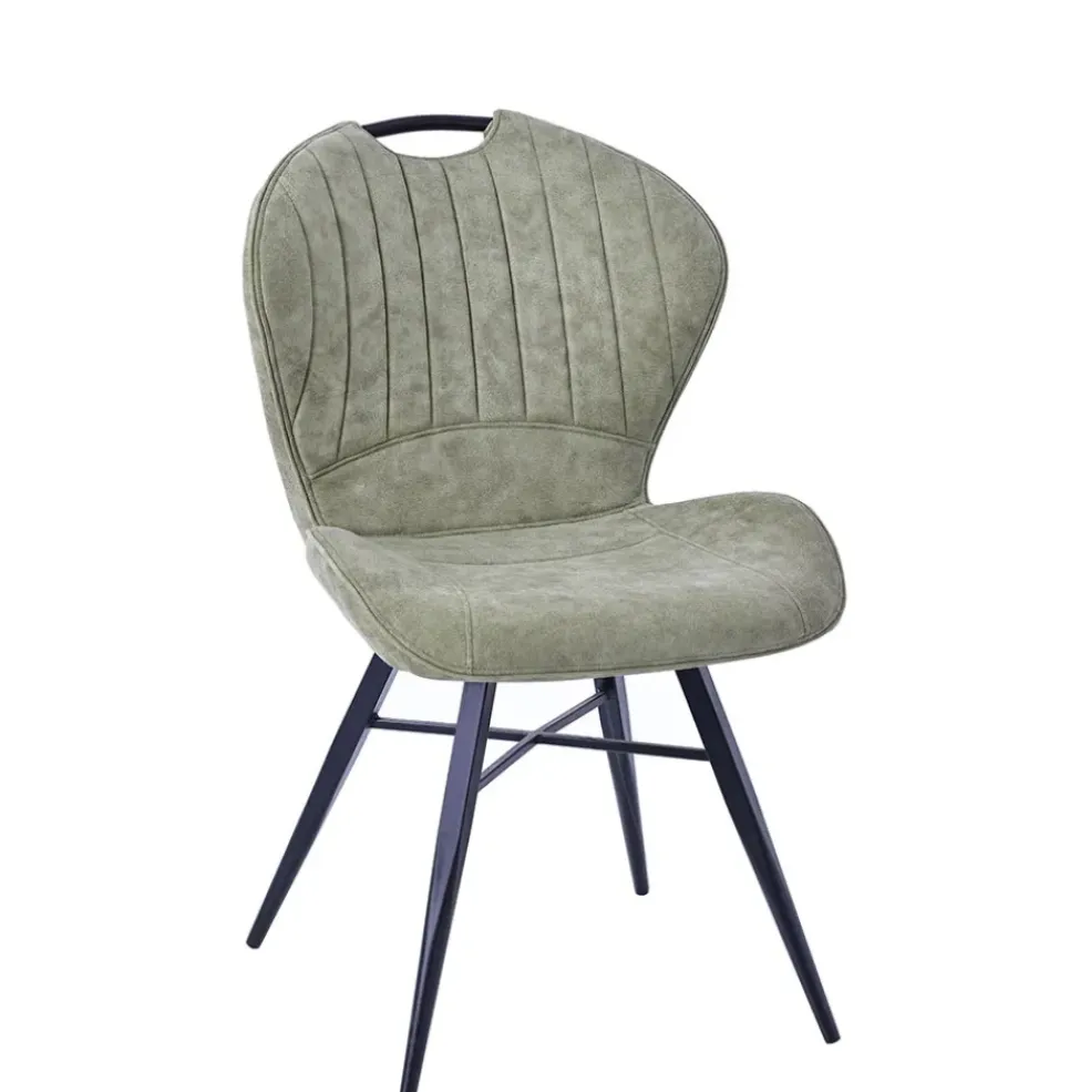 Chaise salle à manger en microfibre kaki - Vicky