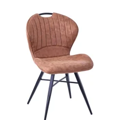 Chaise salle à manger en microfibre camel - Vicky