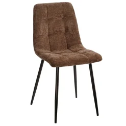 Chaise salle à manger en métal et tissu marron - Mony