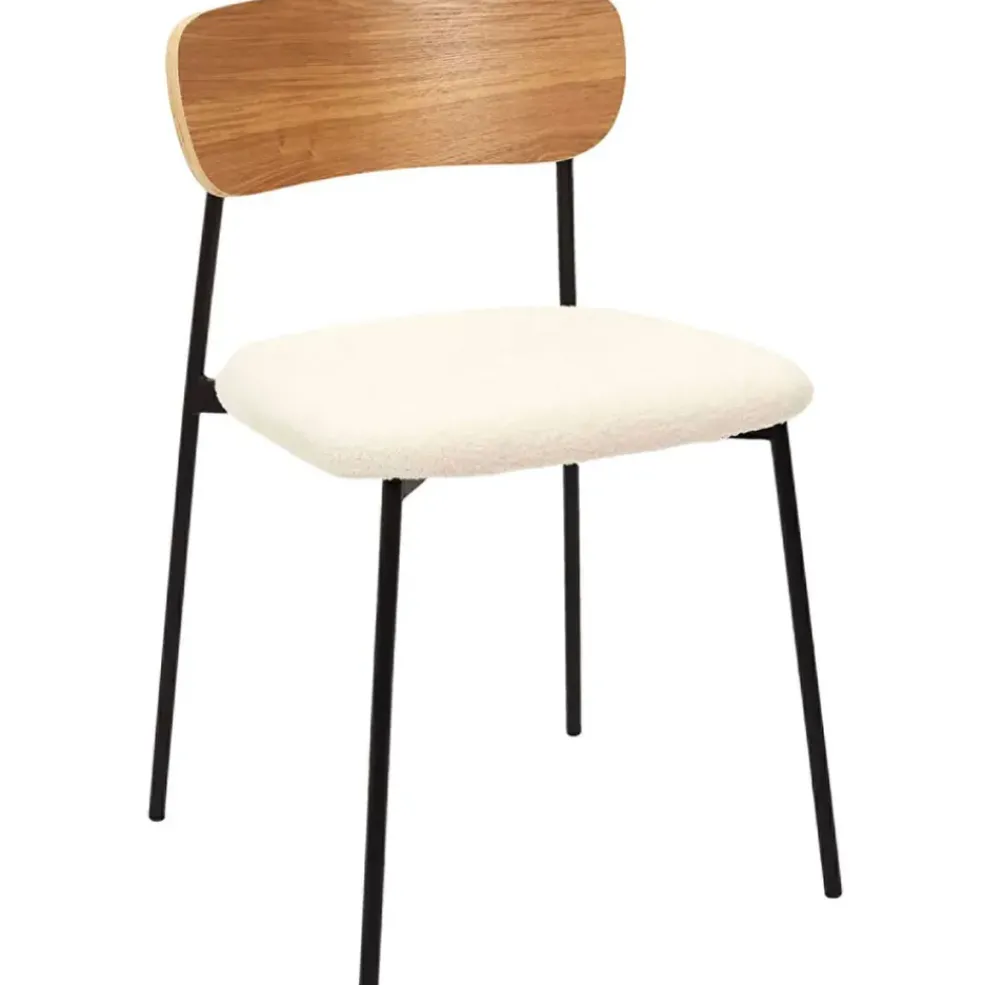 Chaise salle à manger en tissu bouclette - Loki