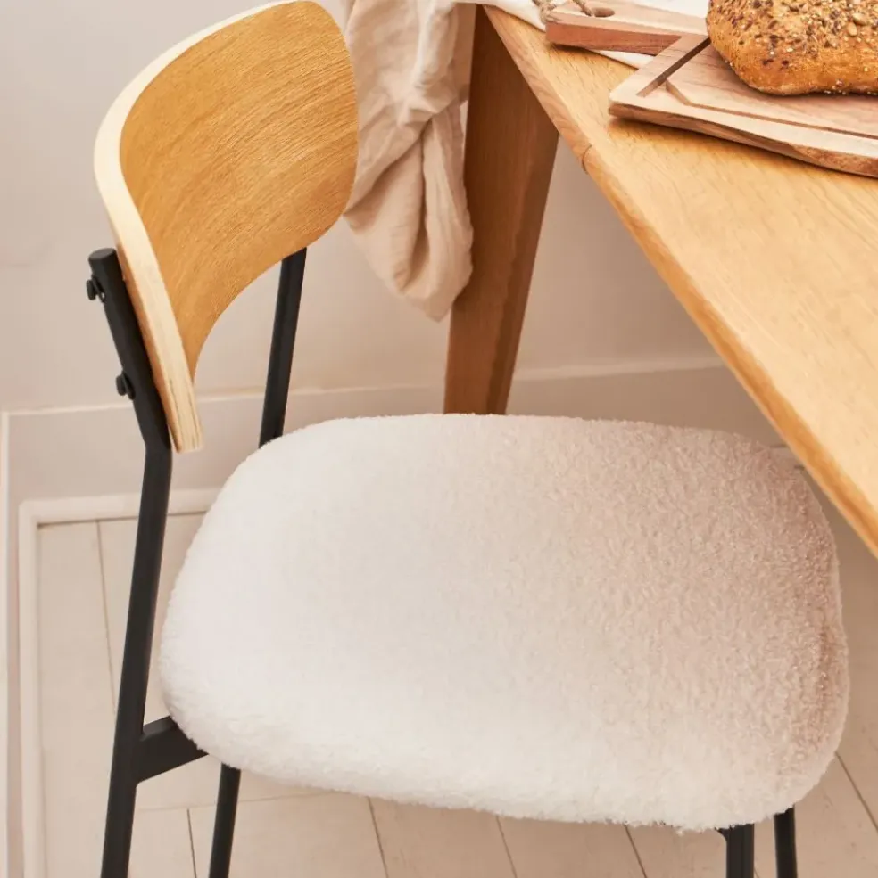Chaise salle à manger en tissu bouclette - Loki