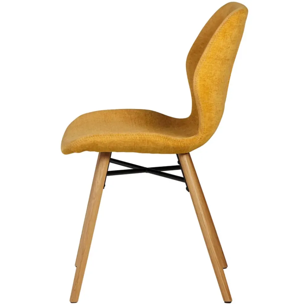 Chaise salle à manger en tissu soft touch moutarde - Keri