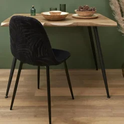Chaise salle à manger en tissu noir - Leaf