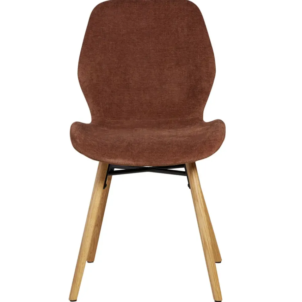 Chaise salle à manger en tissu soft touch acajou - Keri