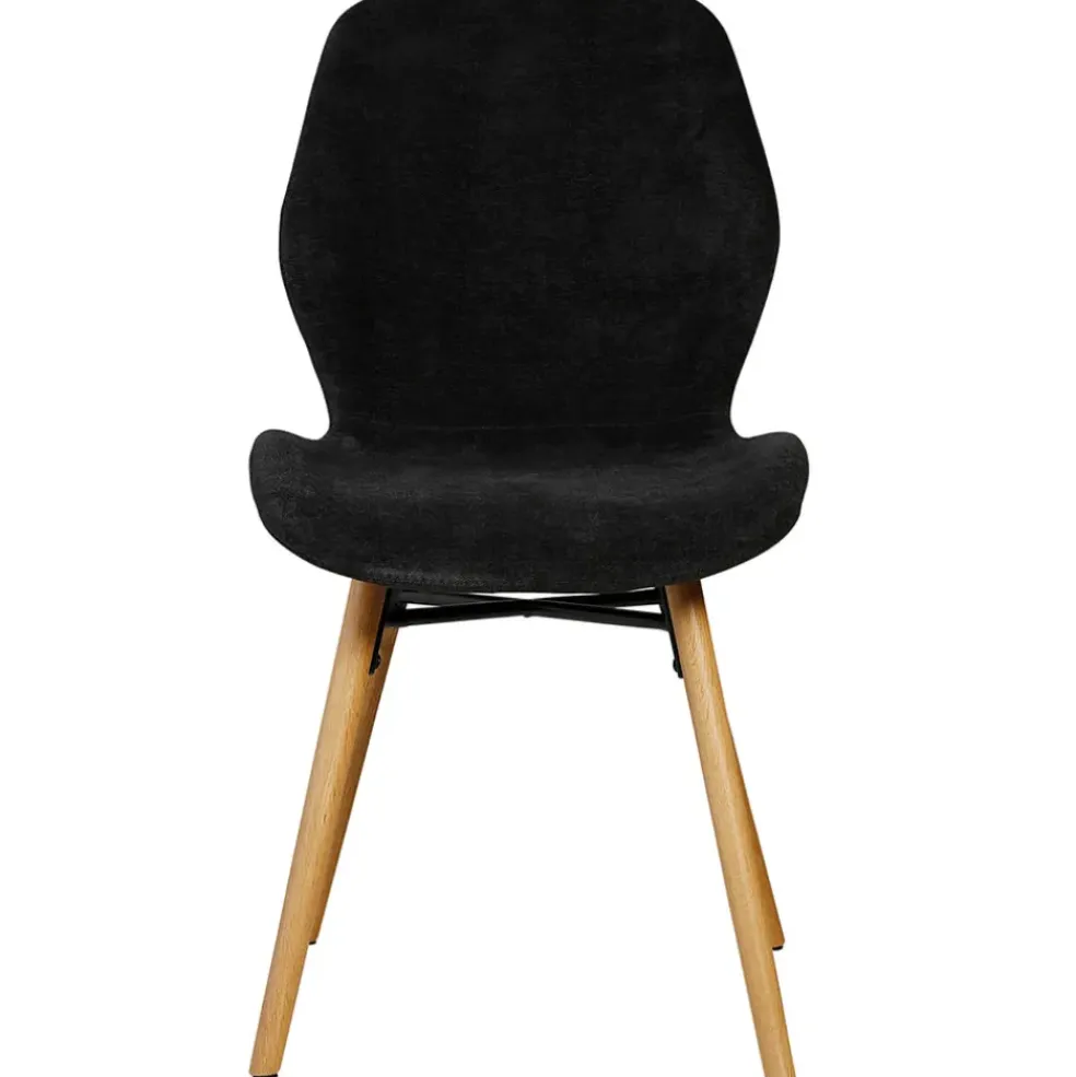 Chaise salle à manger en tissu soft touch noir - Keri