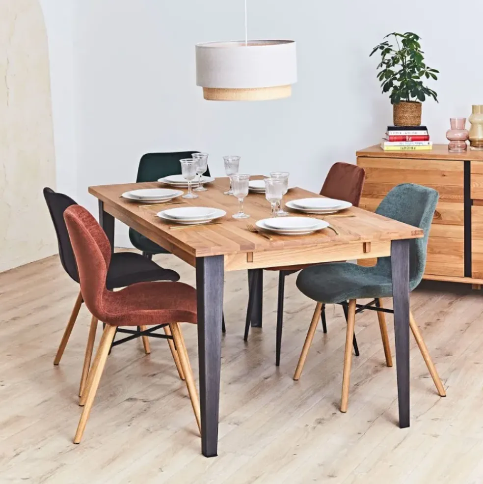 Chaise salle à manger en tissu soft touch noir - Keri