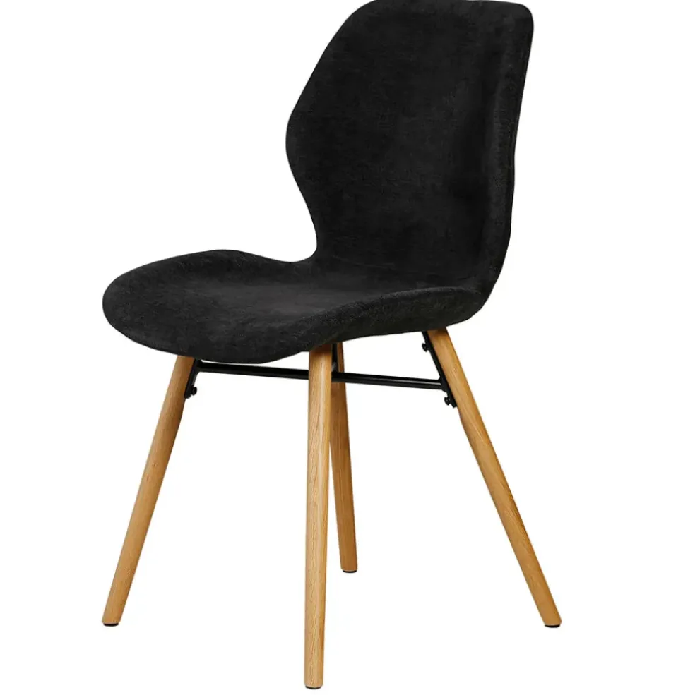 Chaise salle à manger en tissu soft touch noir - Keri