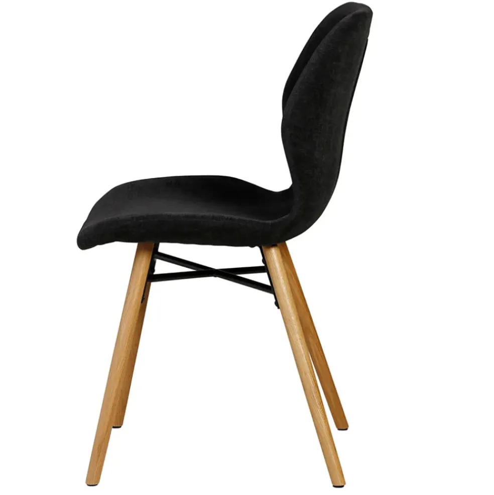 Chaise salle à manger en tissu soft touch noir - Keri