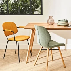 Chaise salle à manger en tissu soft touch vert bouteillle - Keri