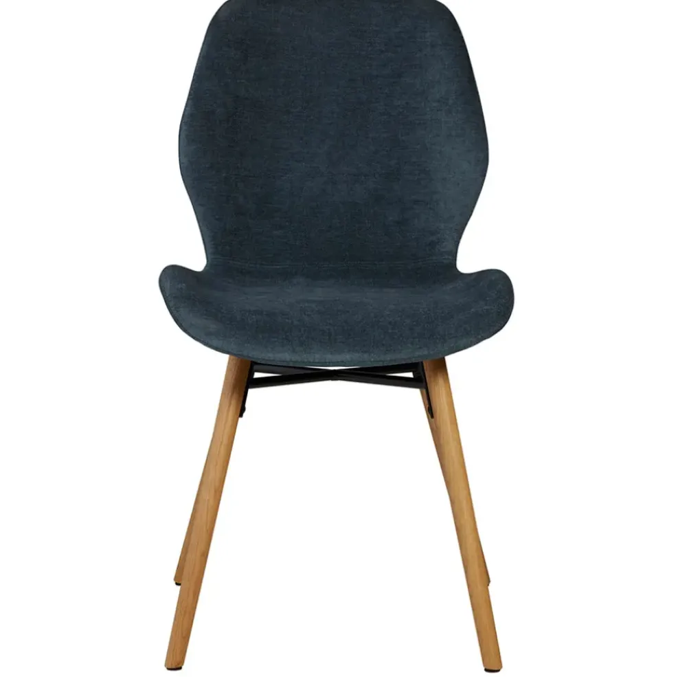 Chaise salle à manger en tissu soft touch bleu foncé - Keri
