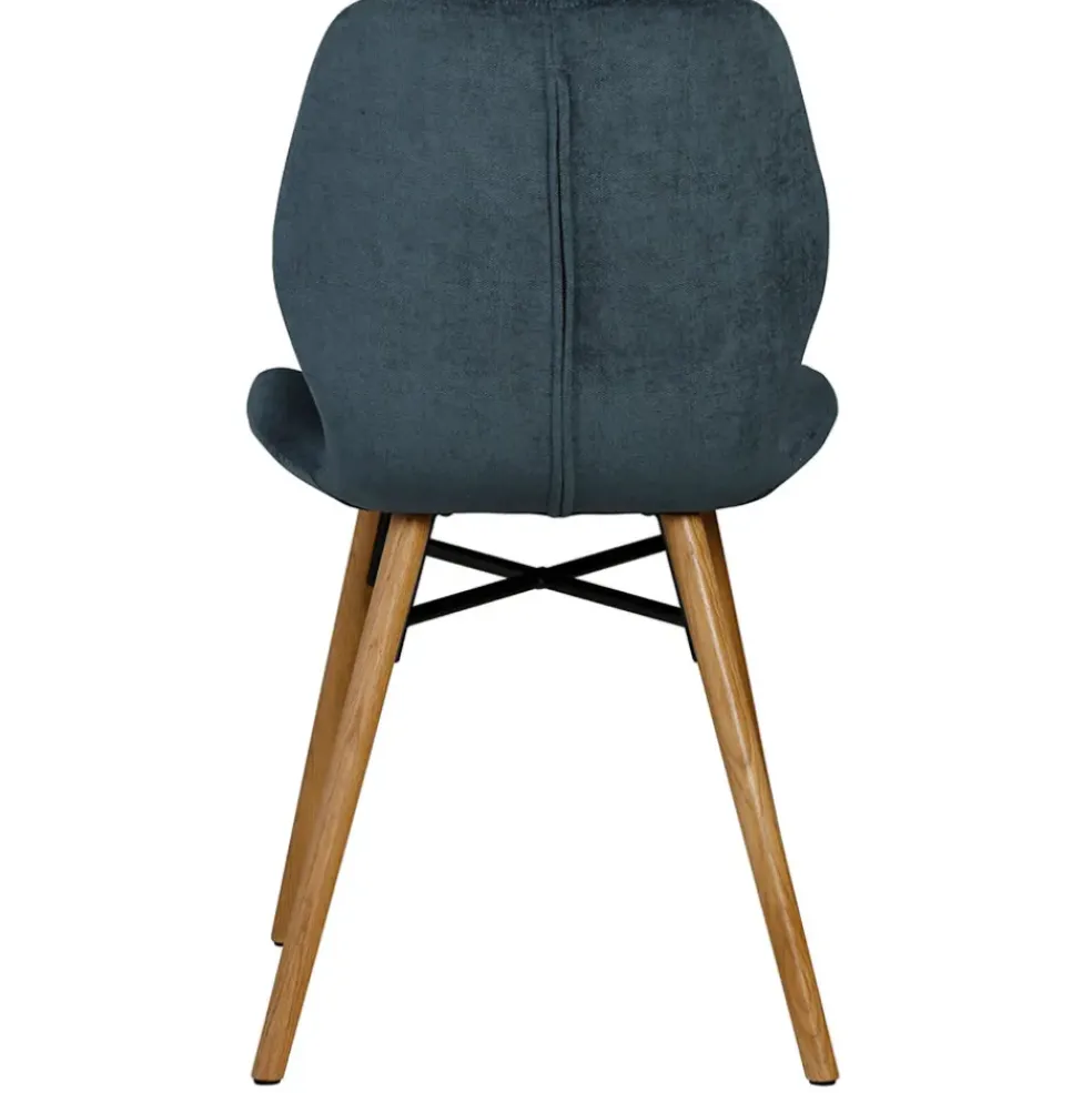Chaise salle à manger en tissu soft touch bleu foncé - Keri