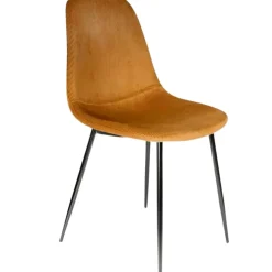 Chaise salle à manger en velours cotelé moutarde - Julia