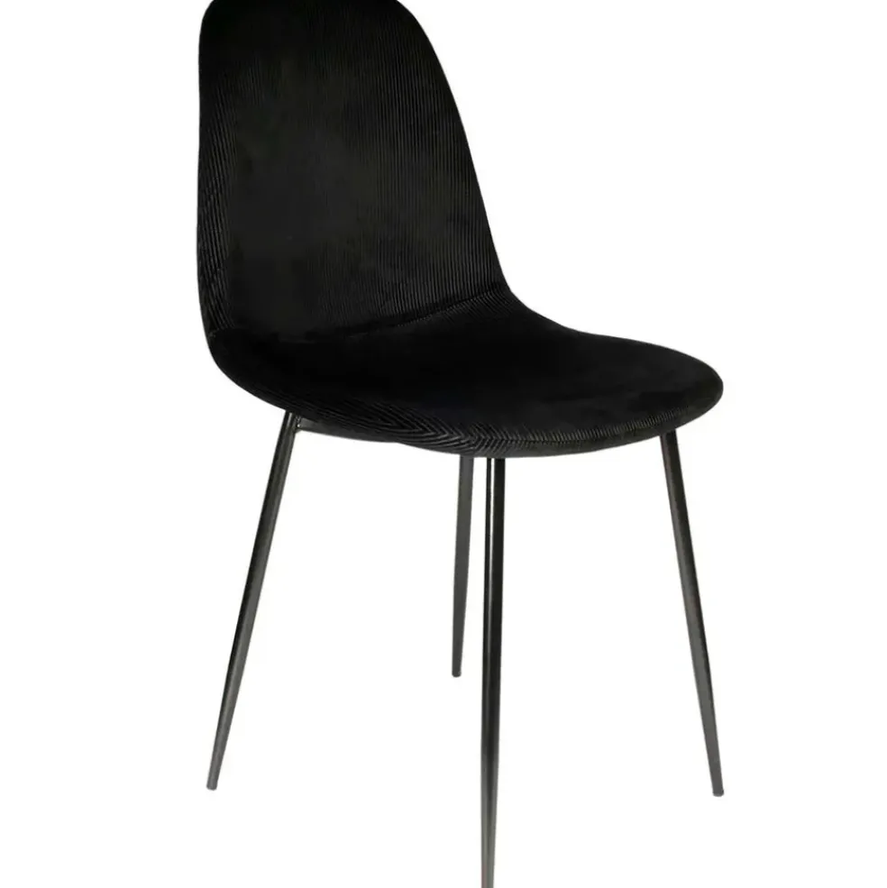 Chaise salle à manger en velours cotelé noir - Julia