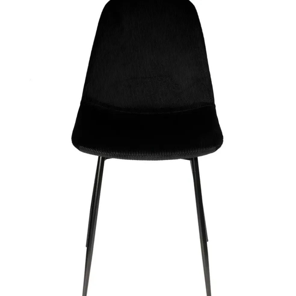 Chaise salle à manger en velours cotelé noir - Julia