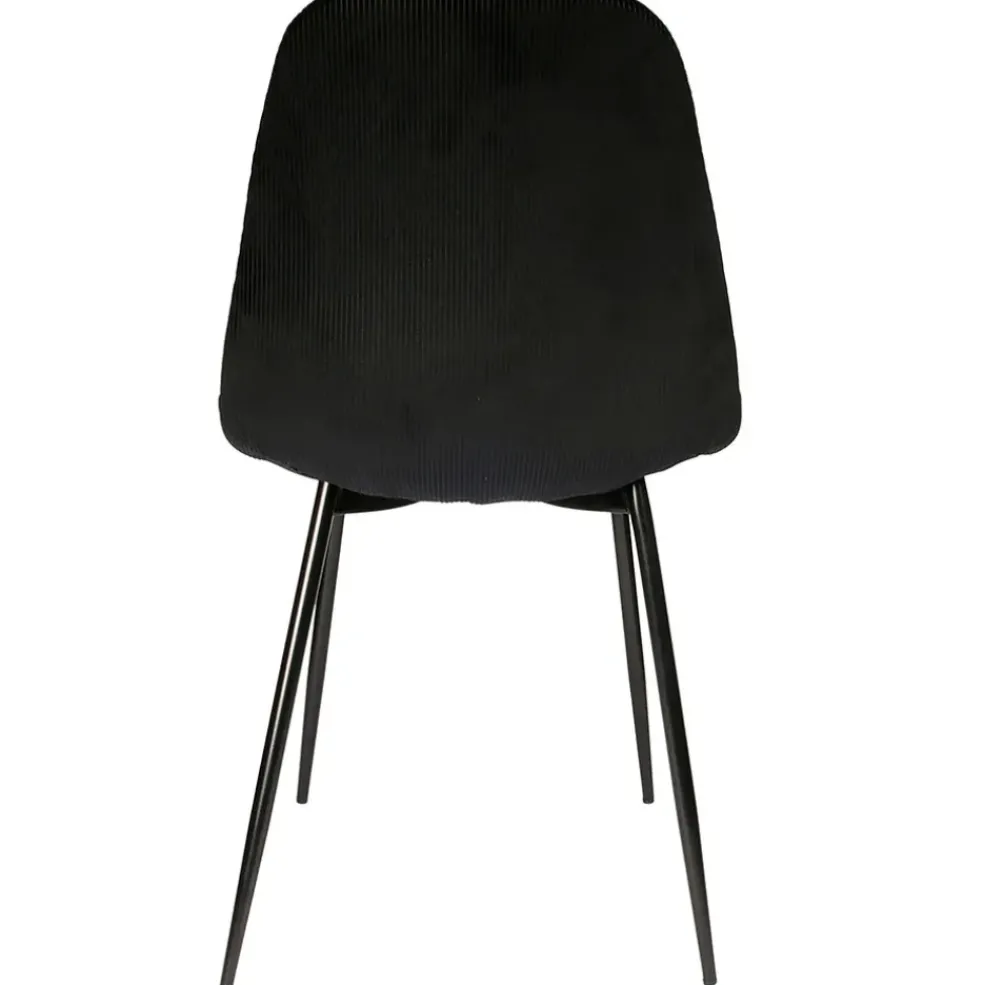 Chaise salle à manger en velours cotelé noir - Julia