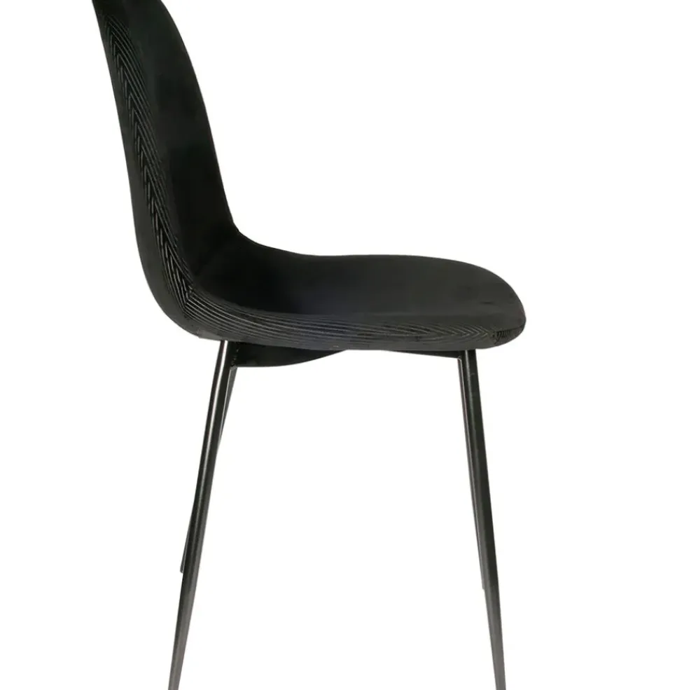 Chaise salle à manger en velours cotelé noir - Julia