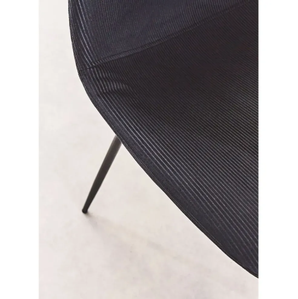 Chaise salle à manger en velours cotelé noir - Julia