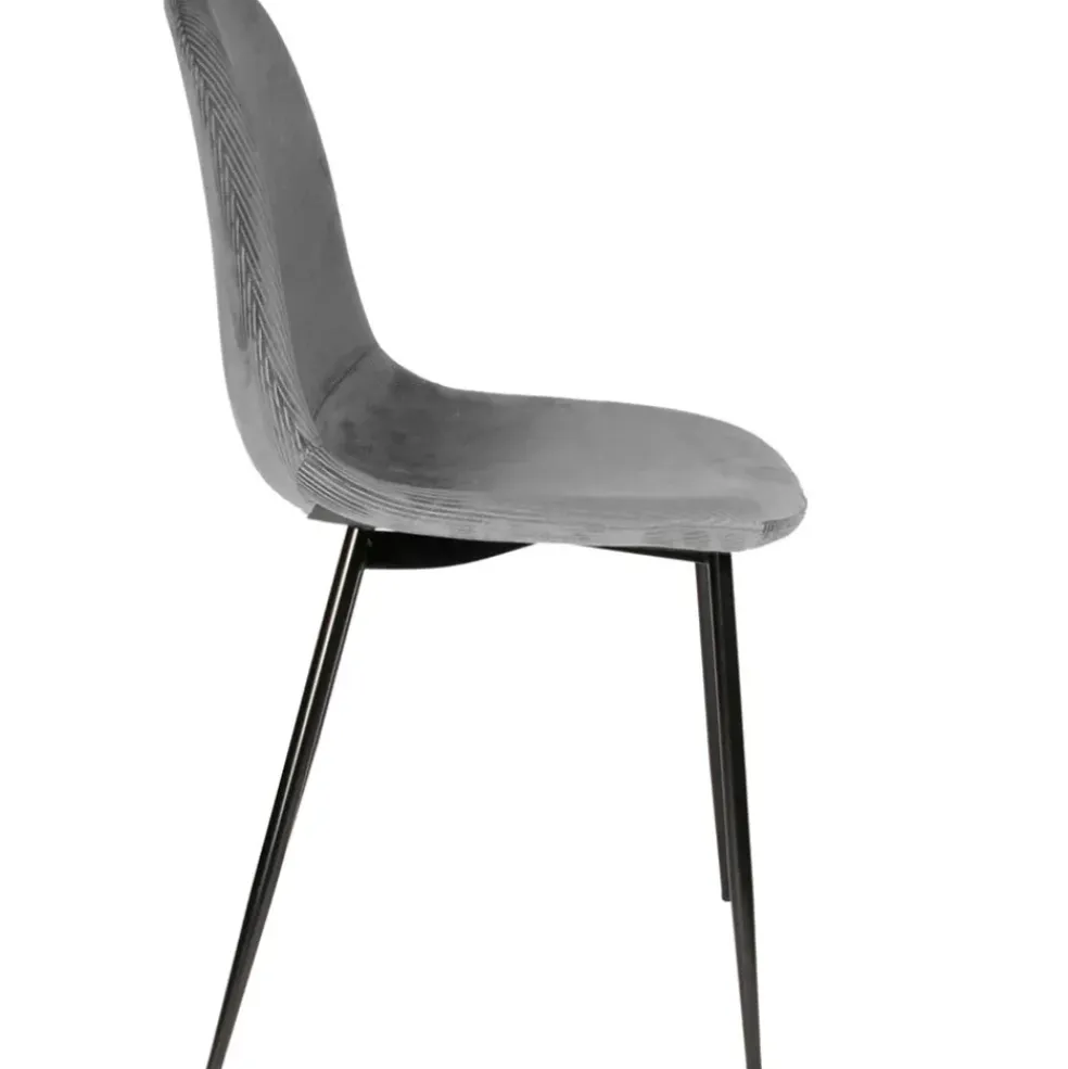 Chaise salle à manger en velours cotelé gris - Julia