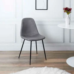 Chaise salle à manger en velours cotelé gris - Julia