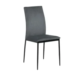 Chaise salle à manger en velours gris foncé - Demia