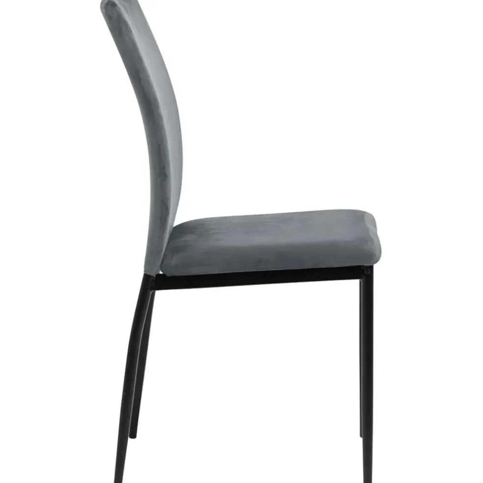 Chaise salle à manger en velours gris foncé - Demia