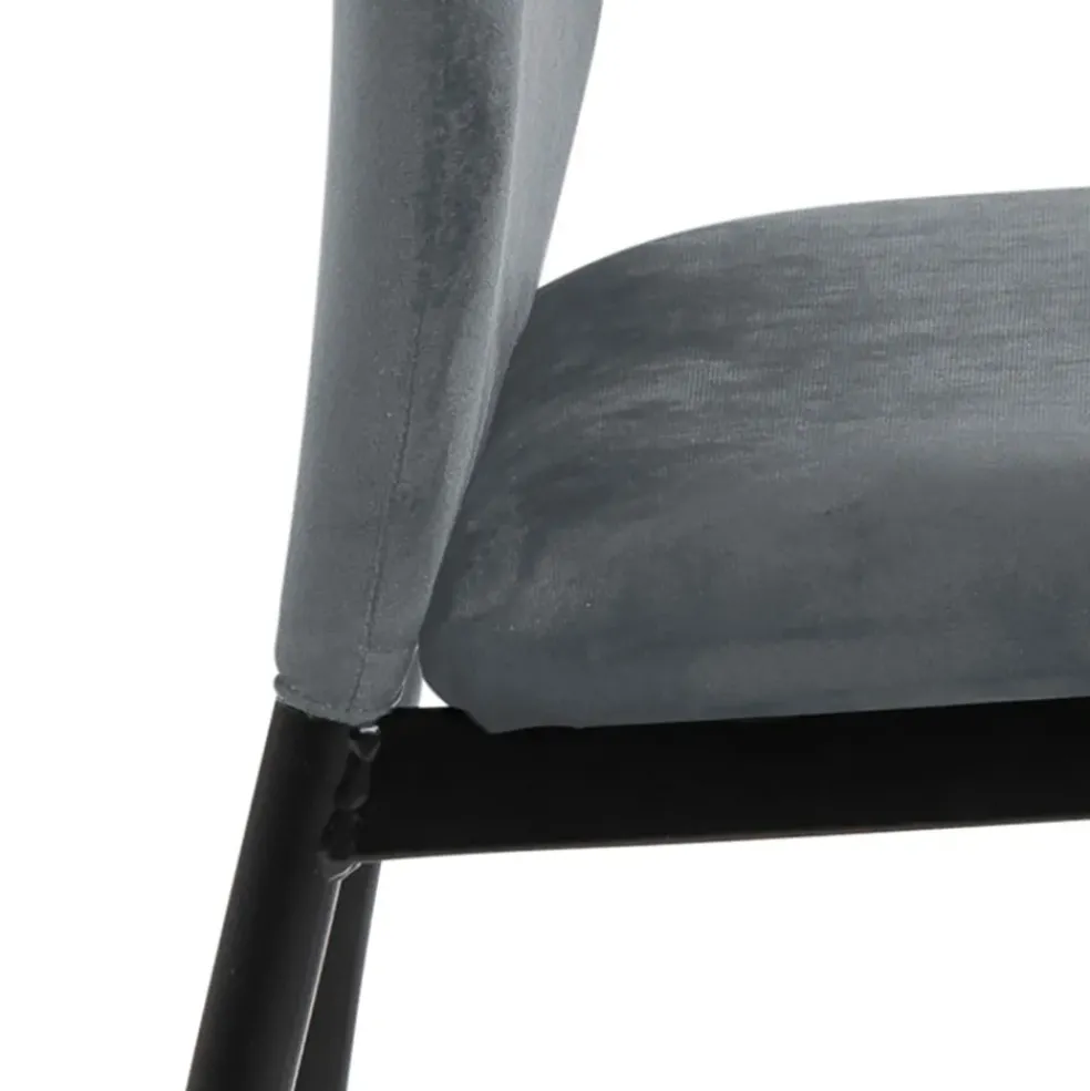 Chaise salle à manger en velours gris foncé - Demia