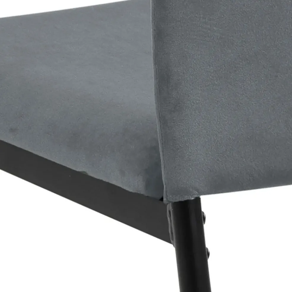 Chaise salle à manger en velours gris foncé - Demia