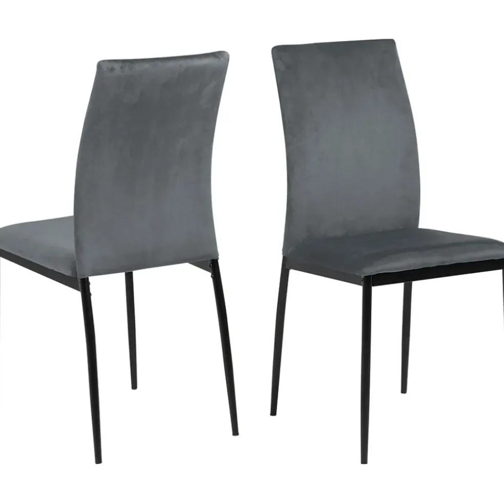 Chaise salle à manger en velours gris foncé - Demia